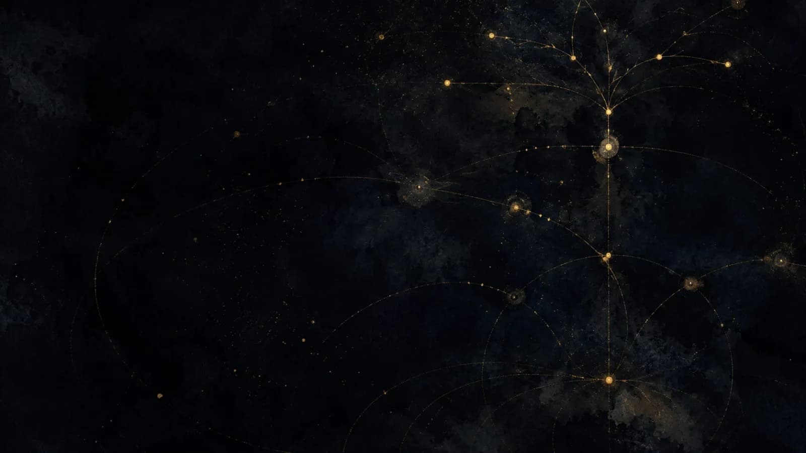 A faint gold constellation of connected points on deep ink