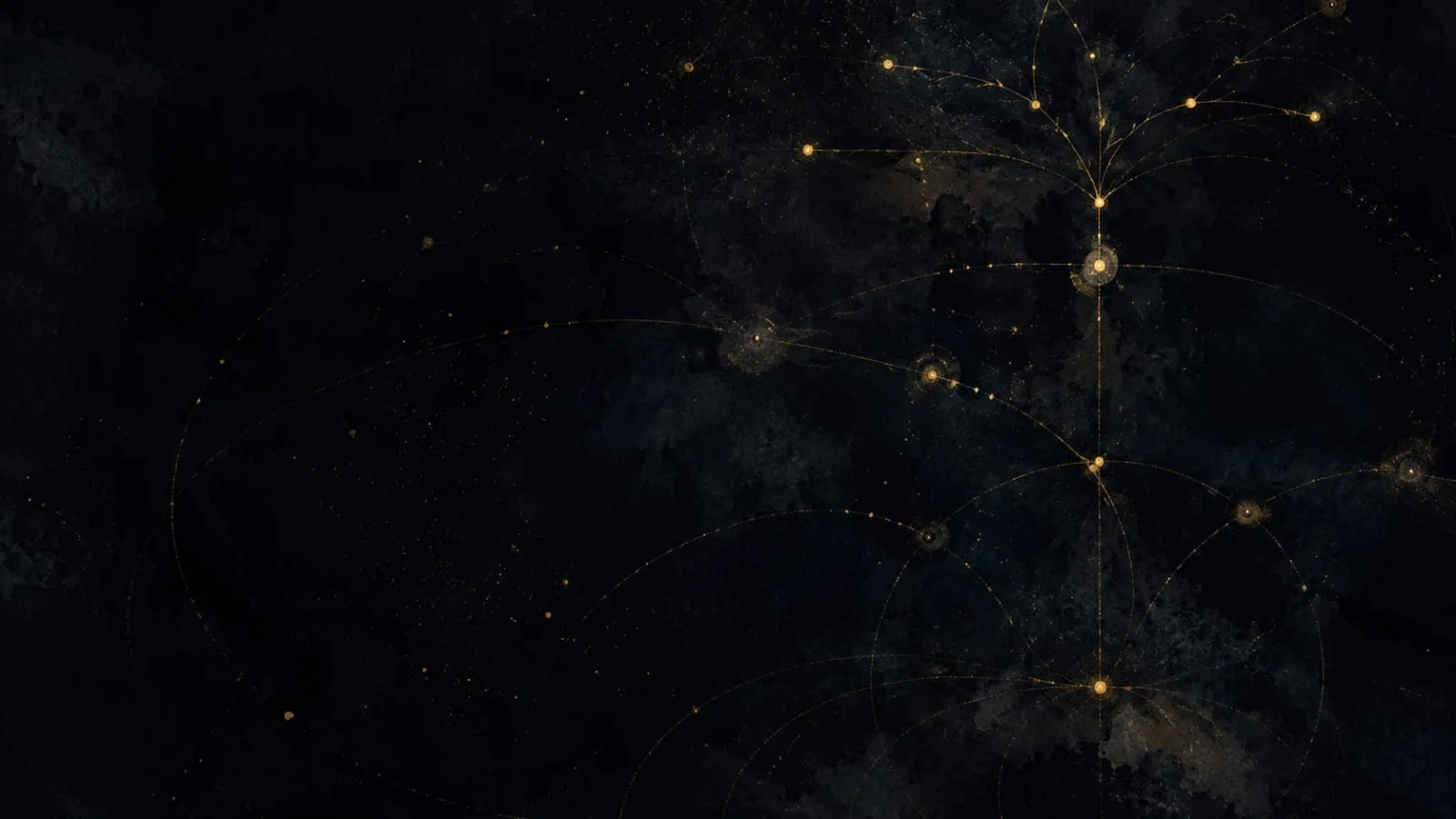 A faint gold constellation of connected points on deep ink